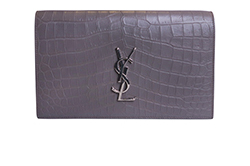 Monogram Flap Clutch, Grey, Croc Embossed, BL14004090615, 3*